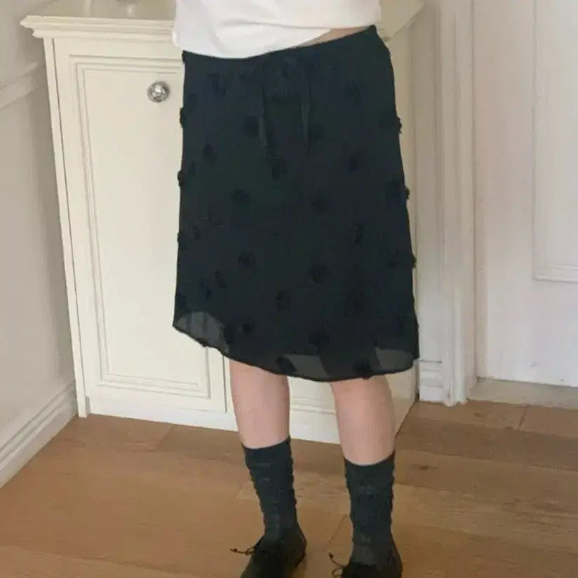[BUNJANG] Chiffon Layered Corsage Flower Banding Skirt / 쉬폰 레이어드 코사지 플라워 밴딩 스커트 / 118
