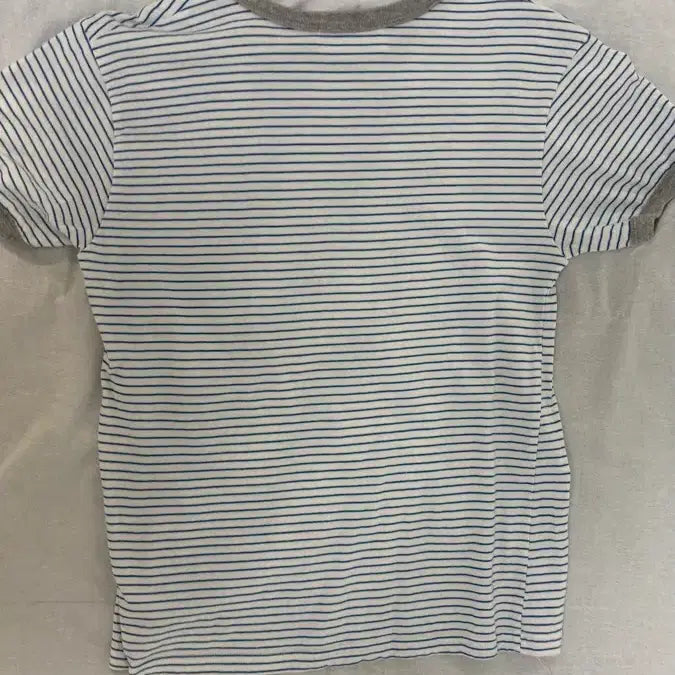[BUNJANG] Striped Half T-Shirt / 포인트 배색 스트라이프 하프 티셔츠