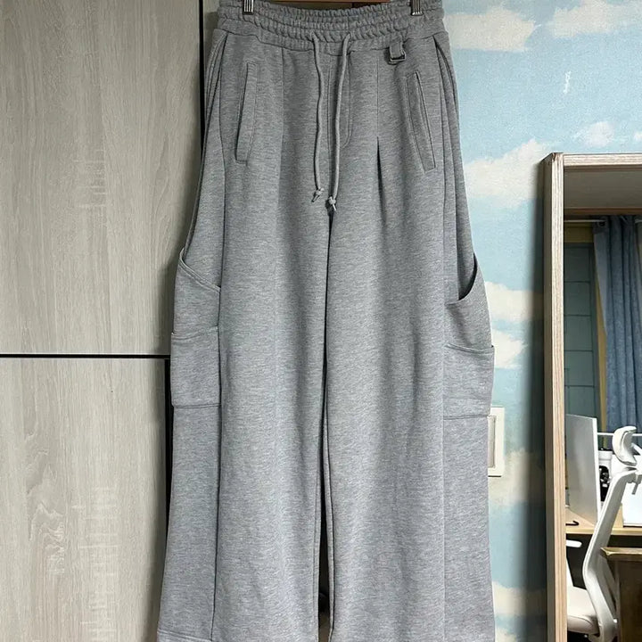 [BUNJANG] DNSR Side Pintuck Cargo Sweatpants Grey / (M) DNSR 사이드 핀턱 카고 스웨트 팬츠 그레이