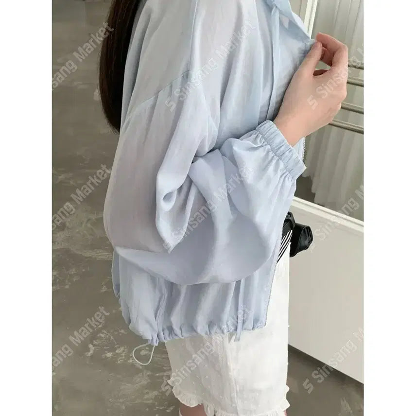 [BUNJANG] Sheer Lightweight Summer Field Jacket Hoodie Zipper / 시스루 얇은 여름 야상 점퍼 집업 후드자켓 / 122