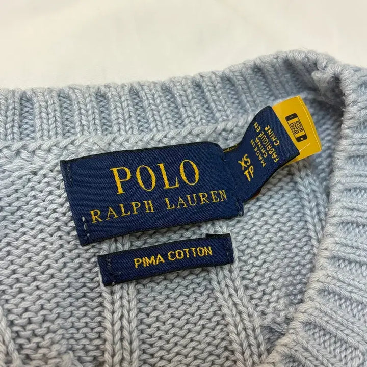 [BUNJANG] Polo Ralph Lauren Cable Knit Short Sleeve Sweater Pale Blue / 폴로 랄프로렌 케이블 반팔 니트 페일블루