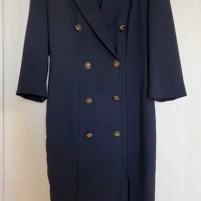 [BUNJANG] MOJO.S.PINE Navy Double Gold Button 7-Sleeve Midi Dress with Belt Set / 모조에스핀 네이비 더블 금장 7부 미디원피스 벨트 세트