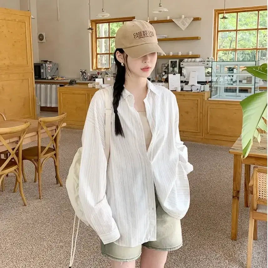 [BUNJANG] 66Girls Vertical Oversized Fit Shirt / 육육걸즈 버티컬 오버핏 셔츠