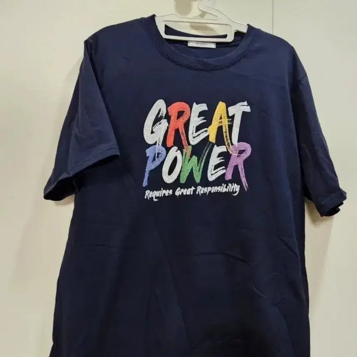[BUNJANG] GREAT POWER Navy T-Shirt / 네이비 GREAT POWER 반팔 티셔츠