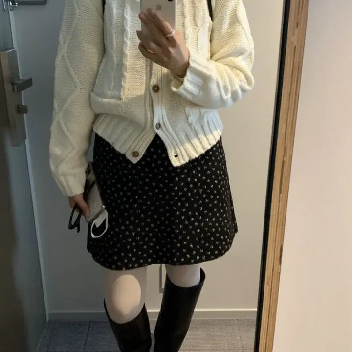 [BUNJANG] Yuiini Flower Corduroy Midi Skirt / 유이니 플라워 코듀로이 미디 스커트