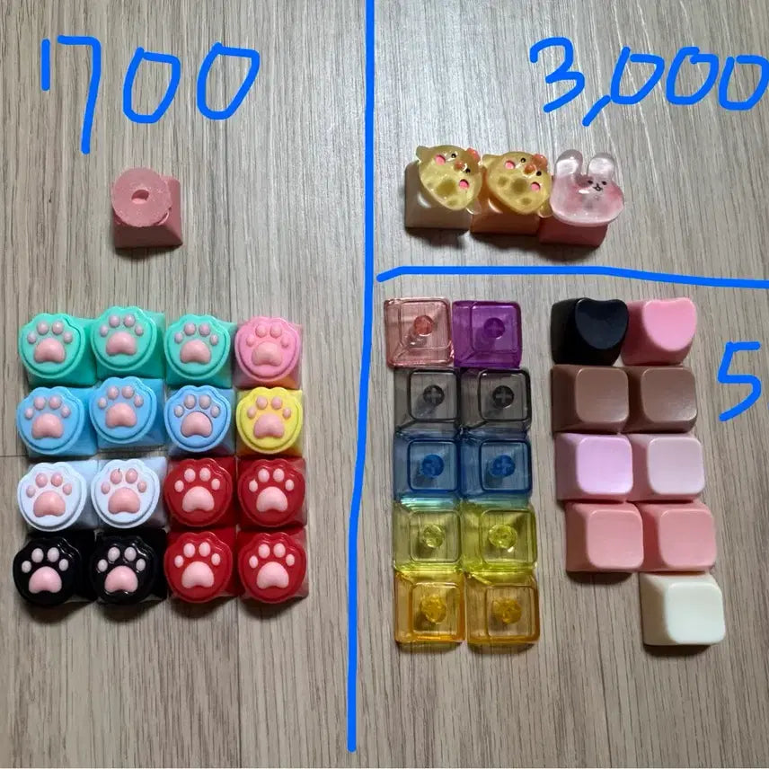 [BUNJANG] DIY Keycap &amp; Keychain Base (2, 3, 4-Slot), Keyboard Switch (Sea Salt) / 키캡 키링 만들기 베이스 2구 3구 4구 냥발 키보드 스위치 바다소금