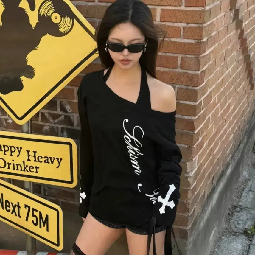 [BUNJANG] SKIZM Inducing Loose Fit Long Sleeve and Halter Set / 스키즘 인듀싱 LOOSE FIT LONG SLEEVE AND HALTER