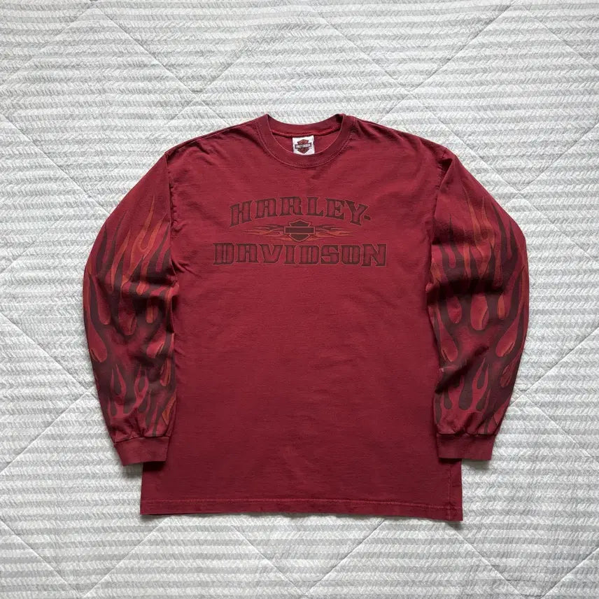 [BUNJANG] Vintage Harley-Davidson Flame Long Sleeve T-Shirt / 빈티지 할리데이비슨 플레임 롱슬리브 티셔츠