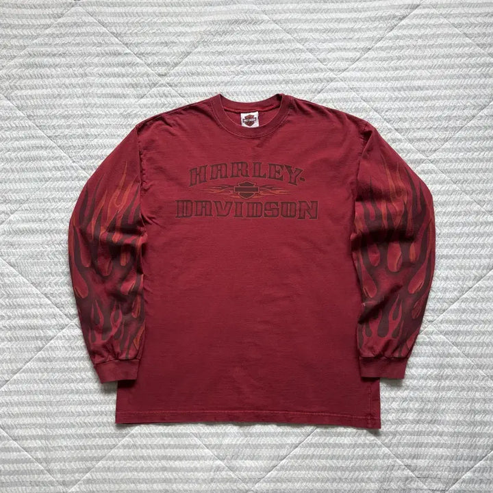 [BUNJANG] Vintage Harley-Davidson Flame Long Sleeve T-Shirt / 빈티지 할리데이비슨 플레임 롱슬리브 티셔츠