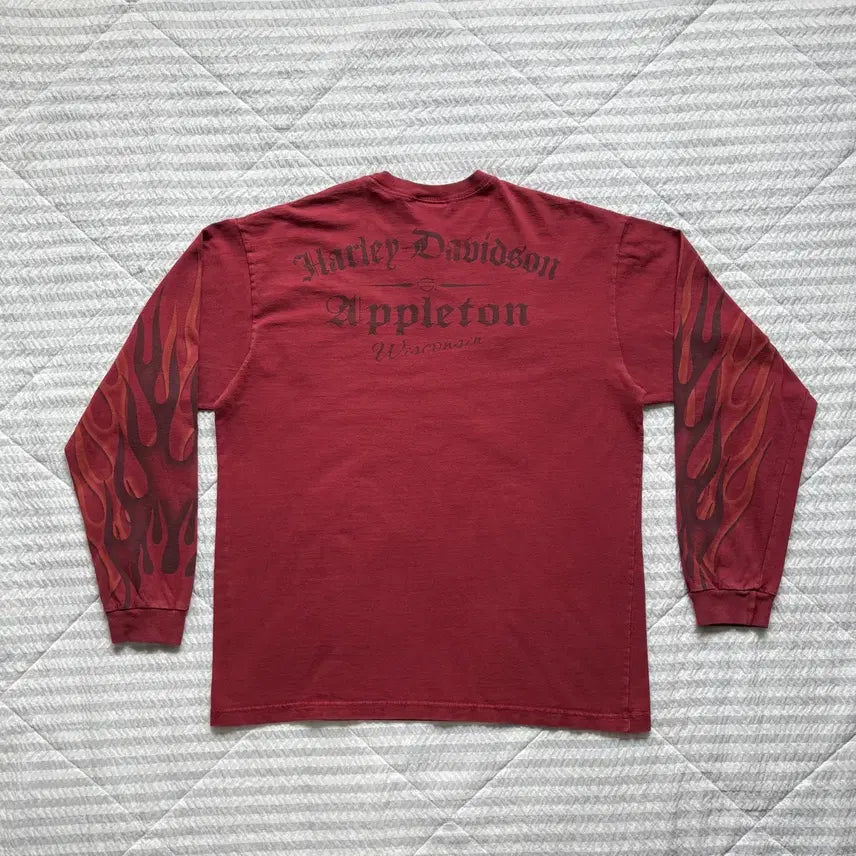 [BUNJANG] Vintage Harley-Davidson Flame Long Sleeve T-Shirt / 빈티지 할리데이비슨 플레임 롱슬리브 티셔츠