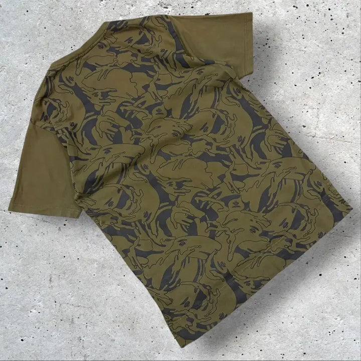 [BUNJANG] AAPE Aape Scotch Pattern Khaki Short Sleeve T-Shirt L / [L] AAPE 에이프 스카치 카키색 패턴 반팔 티셔츠