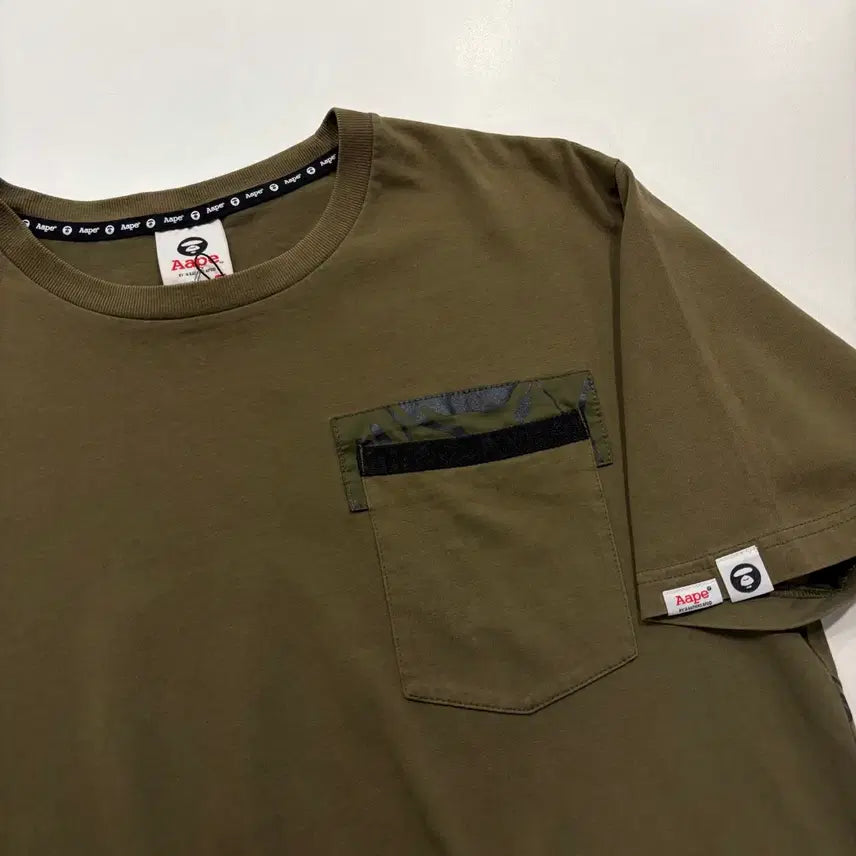 [BUNJANG] AAPE Aape Scotch Pattern Khaki Short Sleeve T-Shirt L / [L] AAPE 에이프 스카치 카키색 패턴 반팔 티셔츠