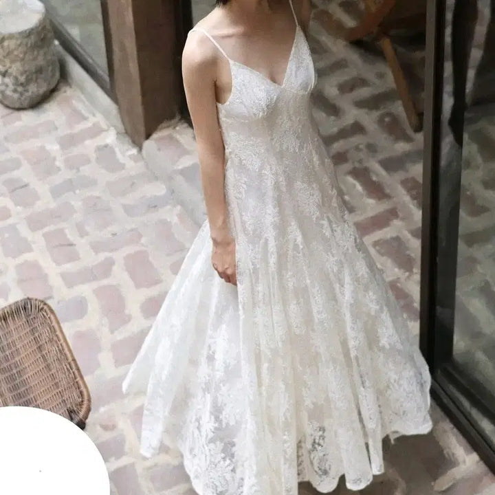 [BUNJANG] Off-White Lace Busteire Dress for Self-Wedding / 셀프웨딩 오프화이트 레이스 뷔스티에 드레스