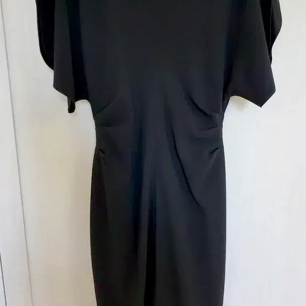 [BUNJANG] Michaa Draped Shirring Sleeve Black Maxi Dress / 미샤 MICHAA 드레이프 셔링 소매 포인트 블랙 롱원피스