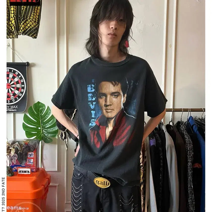 [BUNJANG] Elvis Presley 2003 Official Musician Printing Short Sleeve T-Shirt (M) / 2000s 엘비스 프레슬리 빈티지 오피셜 뮤지션 프린팅 반팔 티셔츠
