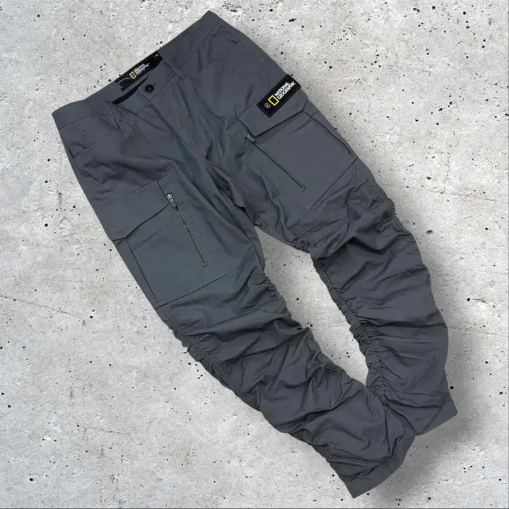 [BUNJANG] National Geographic Shirring Cargo Jogger Pants Grey / [91] 내셔널지오그래픽 셔링 카고 조거 팬츠 그레이