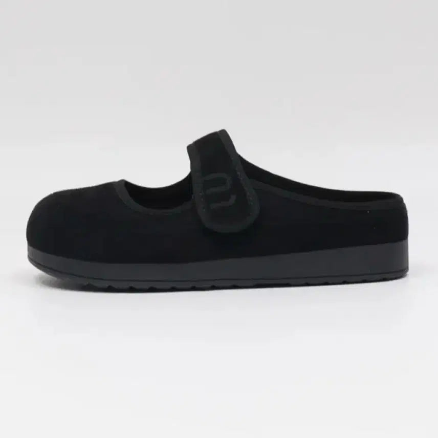 [BUNJANG] Suede Platform Loafer Slippers with Velcro Strap / 스웨이드 블로퍼 털슬리퍼 4cm키높이단화 벨크로 스트랩