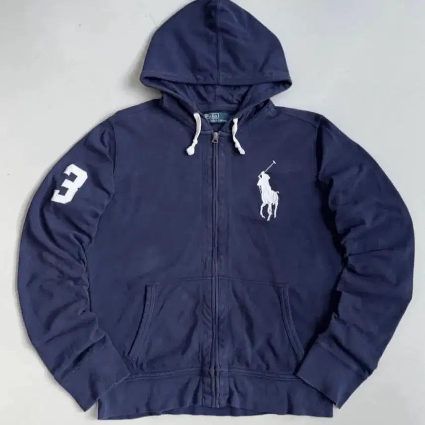 [BUNJANG] Polo Ralph Lauren Big Pony Hooded Zip-Up Jacket L Navy / 빅포니 후드집업