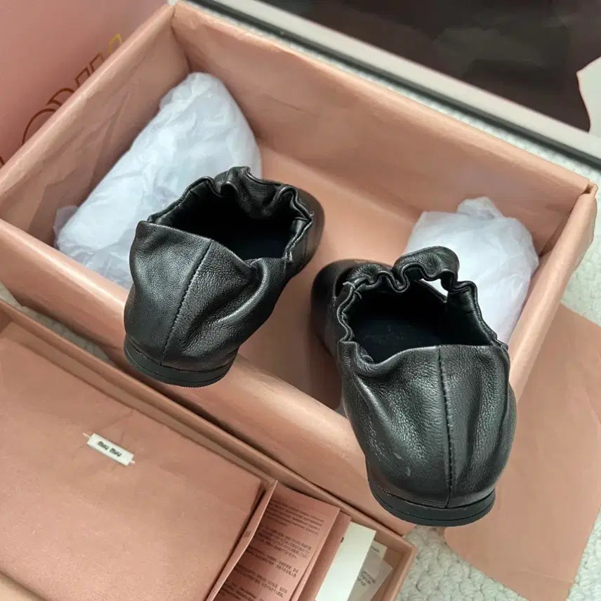 [BUNJANG] Miu Miu Black Leather Ballerina Flats / 미우미우 블랙 가죽 발레리나 플랫