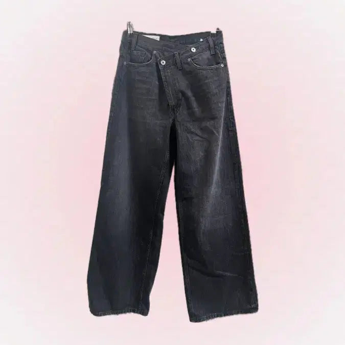 [BUNJANG] Zara Black Washed Wide Denim Pants / 자라 블랙 워싱 와이드 데님 팬츠