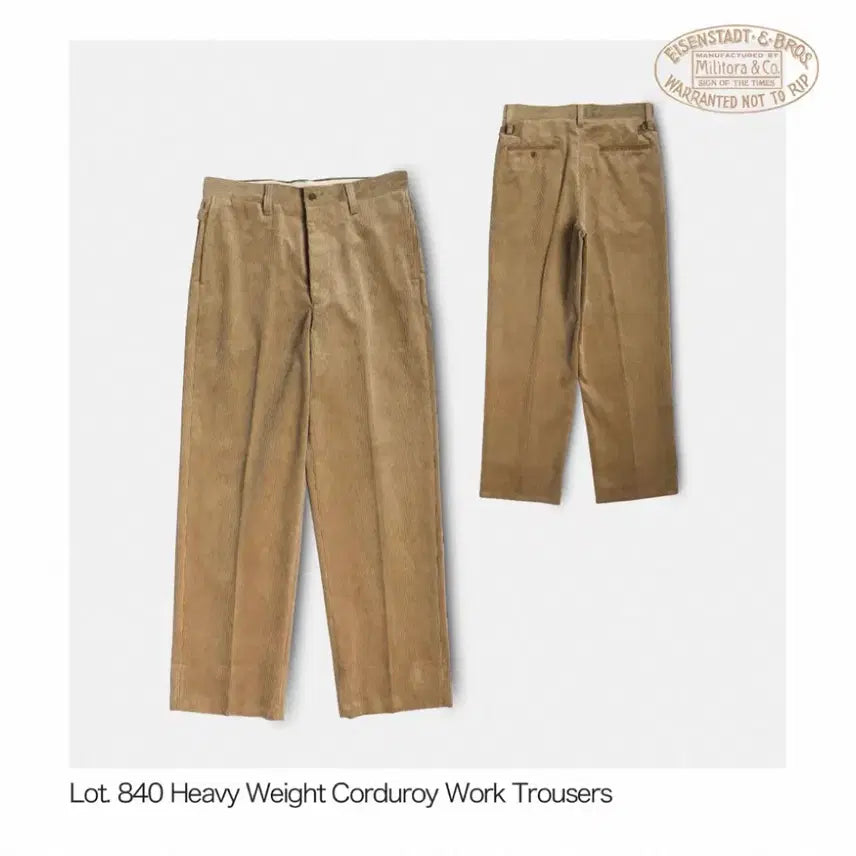 [BUNJANG] Militora 840 Heavyweight Corduroy Work Trousers / [밀리토라] Militora 840 헤비웨이트 코듀로이 워크 트라우저