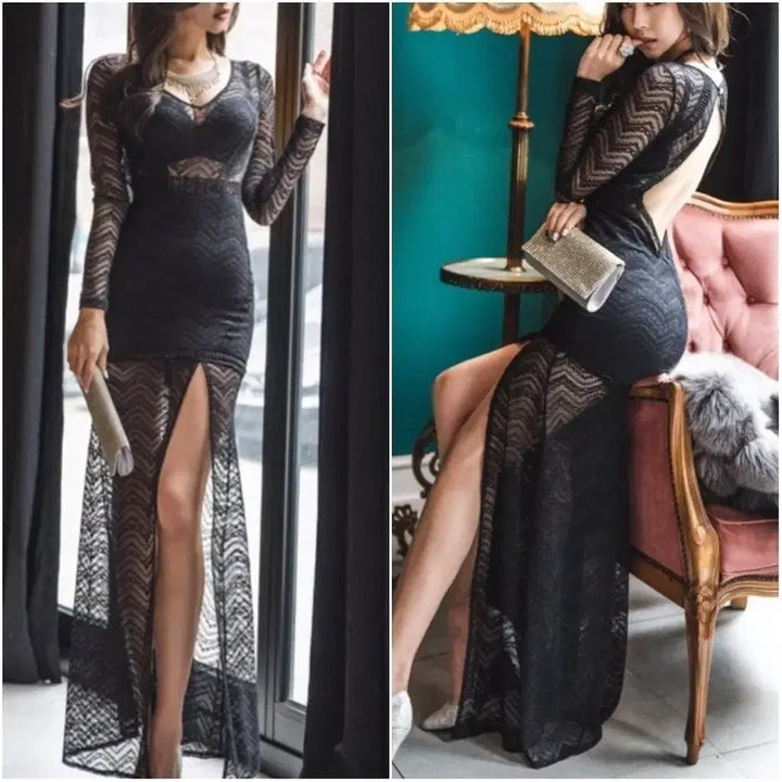 [BUNJANG] Immanuel Long Sleeve Lace Dress / [66]긴팔레이스 드레스 롱원피스 홀복