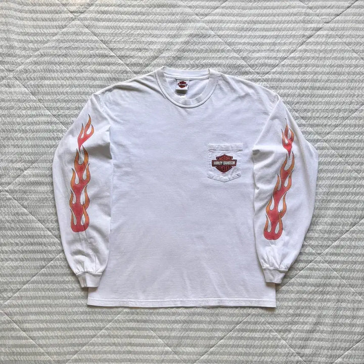 [BUNJANG] Vintage Harley-Davidson Flame Long Sleeve T-Shirt / 빈티지 할리데이비슨 플레임 롱슬리브 티셔츠