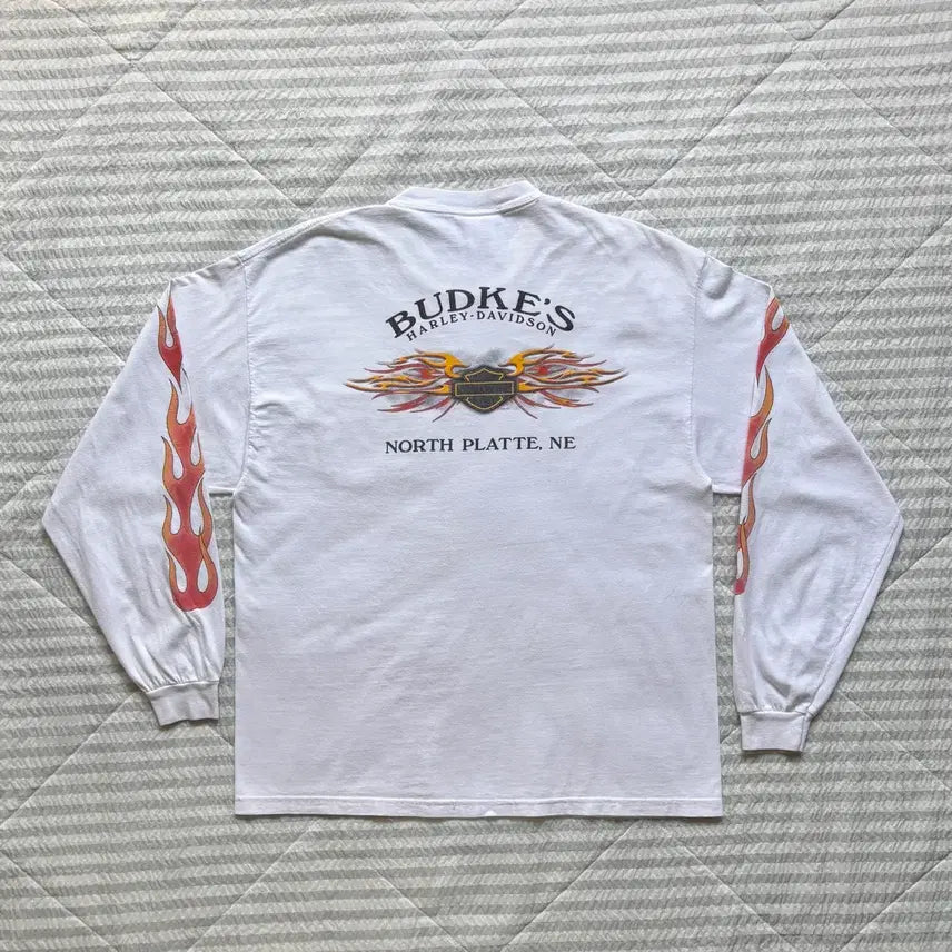 [BUNJANG] Vintage Harley-Davidson Flame Long Sleeve T-Shirt / 빈티지 할리데이비슨 플레임 롱슬리브 티셔츠