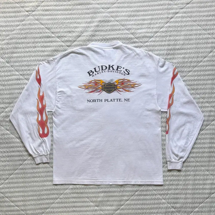 [BUNJANG] Vintage Harley-Davidson Flame Long Sleeve T-Shirt / 빈티지 할리데이비슨 플레임 롱슬리브 티셔츠