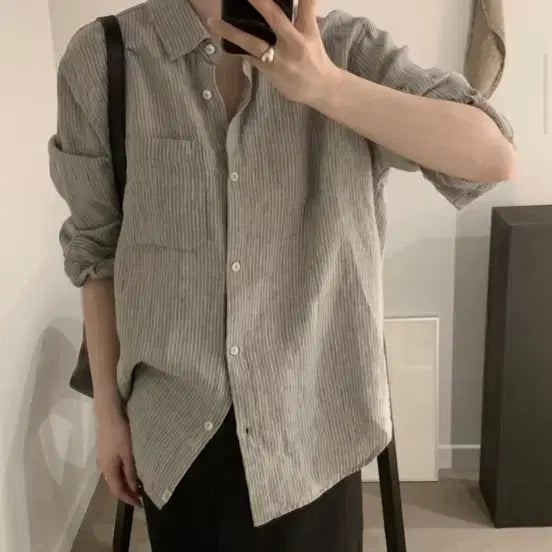 [BUNJANG] Luar Linen Stripe Shirt / 루아르 린넨 스트라이프 셔츠