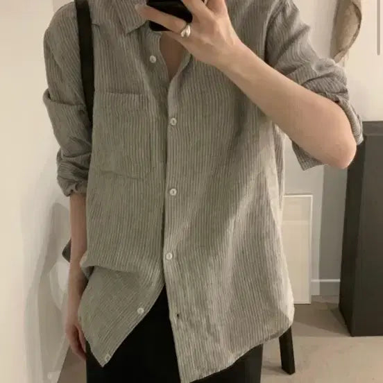 [BUNJANG] Luar Linen Stripe Shirt / 루아르 린넨 스트라이프 셔츠