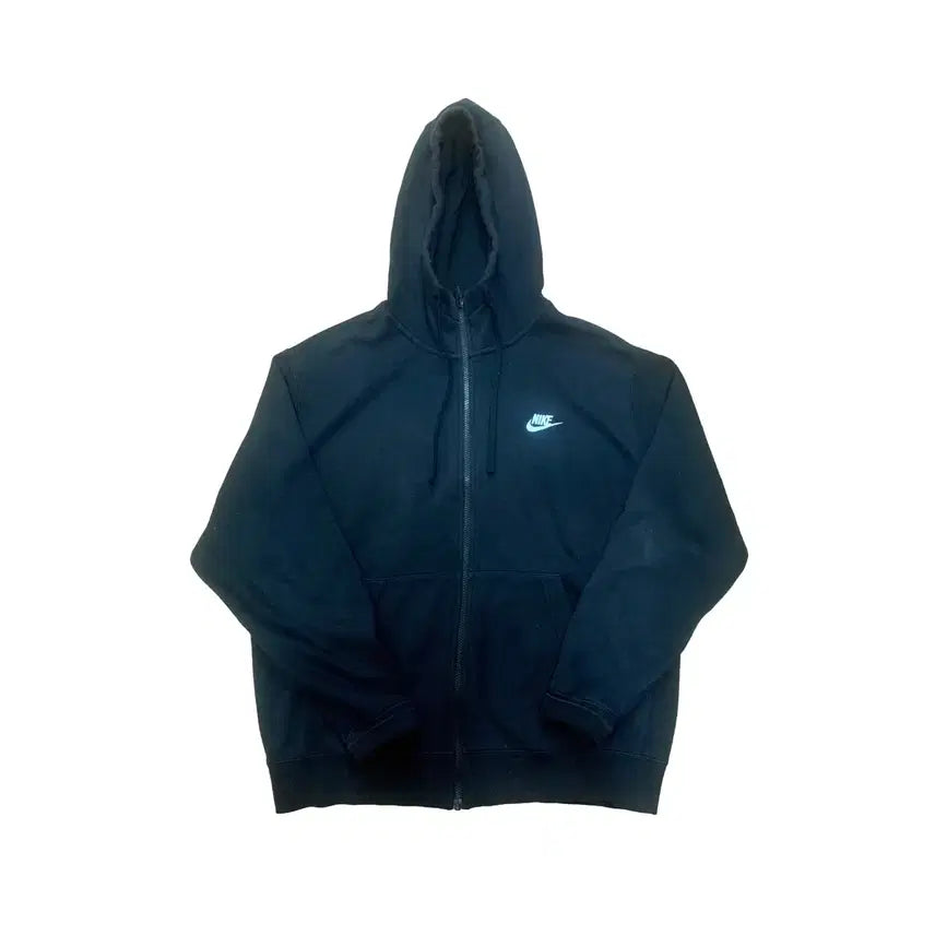[BUNJANG] Nike Swoosh Zip-Up Hoodie Black / 나이키 스우시 후드집업 블랟
