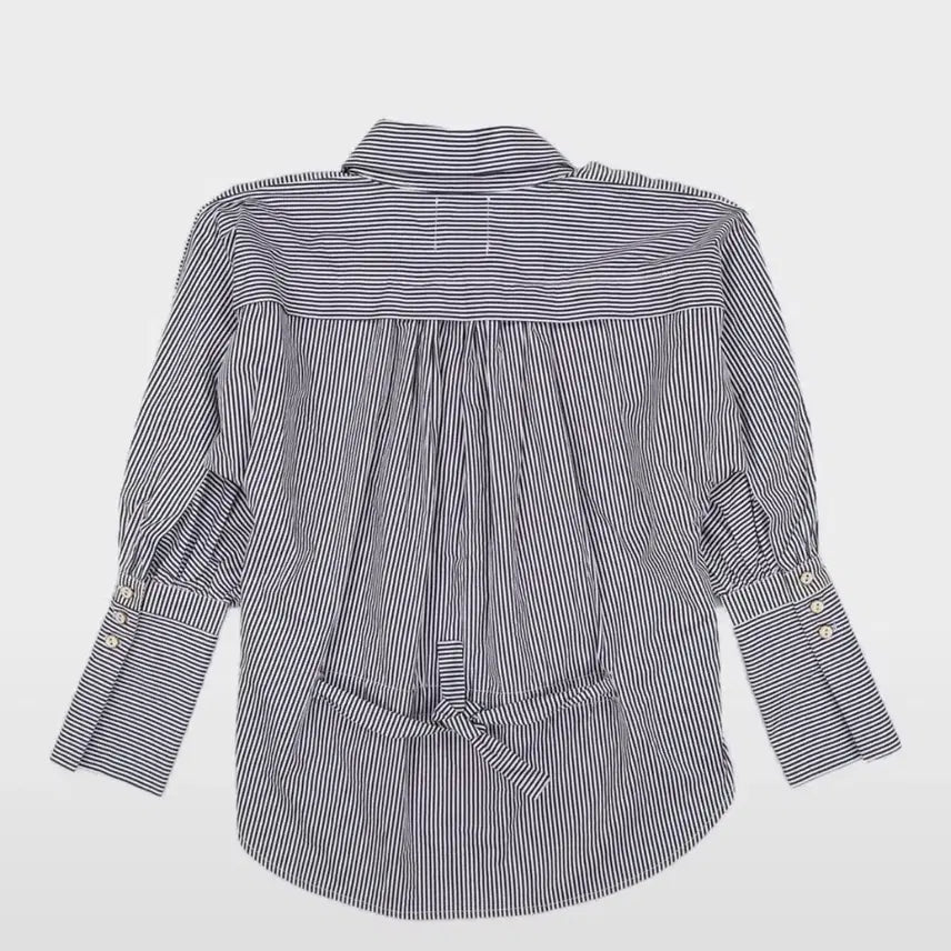 [BUNJANG] Salon de Yon Stripe Wrap Shirt Blue FREE / <택 있는 새옷>살롱드욘 스트라이프 랩 셔츠 블루 FREE