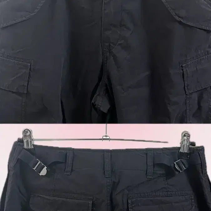 [BUNJANG] WHO.A.U Cargo Pants Black Cotton / 후아유 카고팬츠