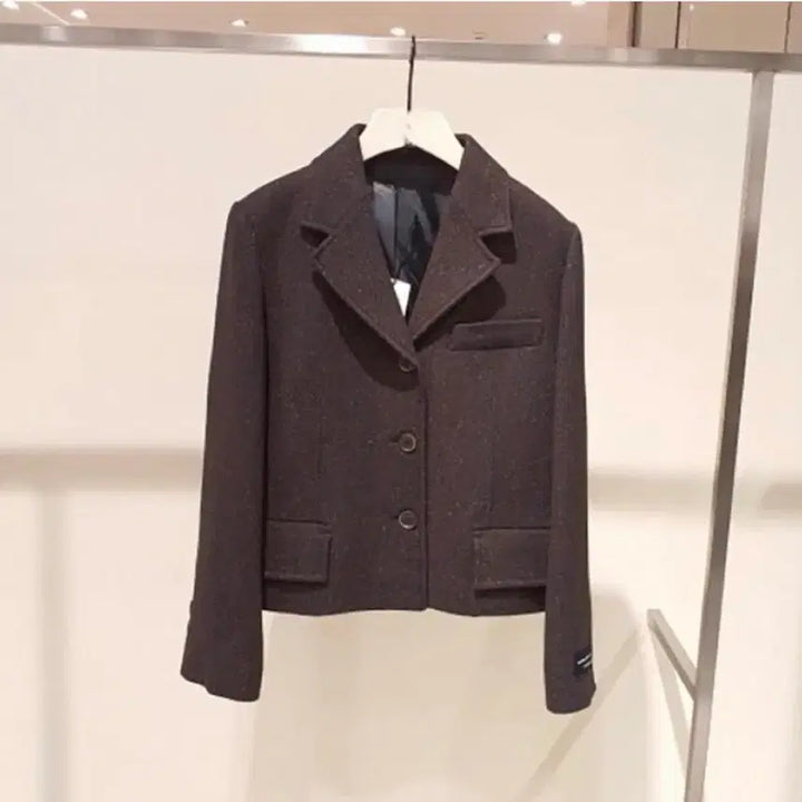 [BUNJANG] C.C COLLECT Brown Tweed Crop Jacket / 씨씨콜렉트 브라운 트위드 크롭 자켓