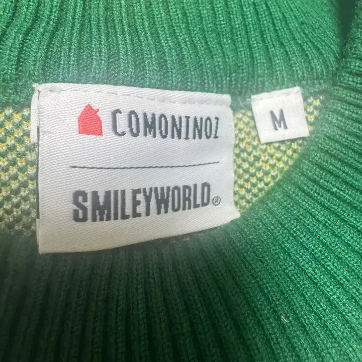 [BUNJANG] Comoninoz Smile Pattern Knit Green / 코모니노즈 스마일 패턴 니트 그린