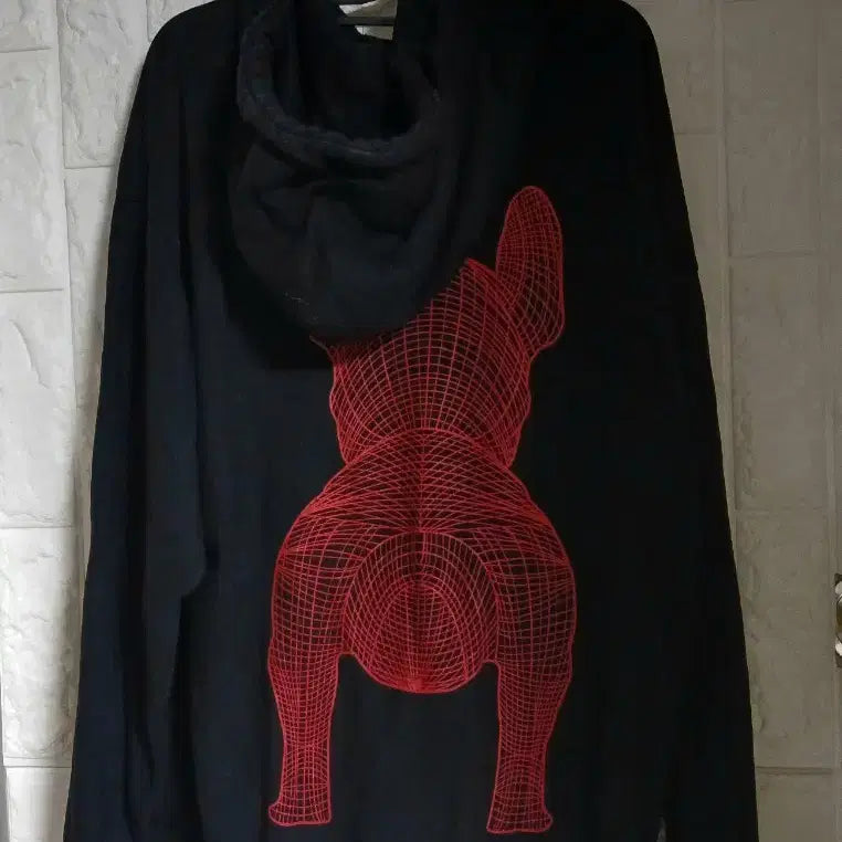 [BUNJANG] Life Work Dog Printing Hoodie Black / 라이프워크 강아지 프린팅 후드티 블랙