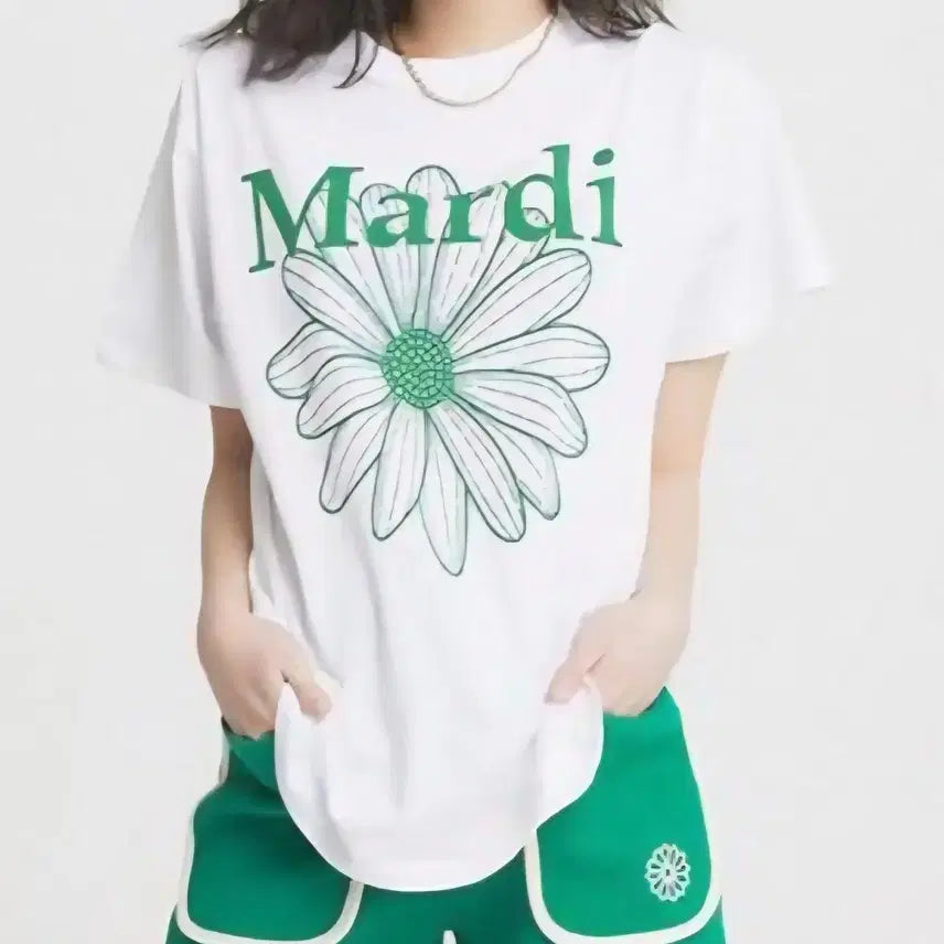 [BUNJANG] Mardi Mercredi Short Sleeve T-Shirt (White Green) / [새상품]마르디메크르디 반팔 티셔츠(화이트 그린)
