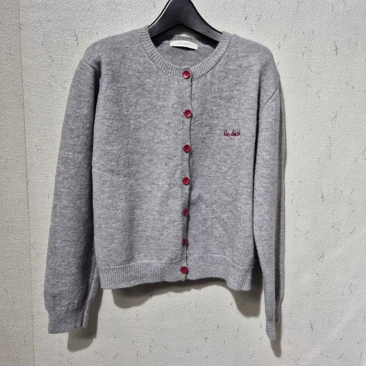 [BUNJANG] JJ JIGOTT Embroidered Cardigan / JJ지고트 그레이 가디건 레드 자수