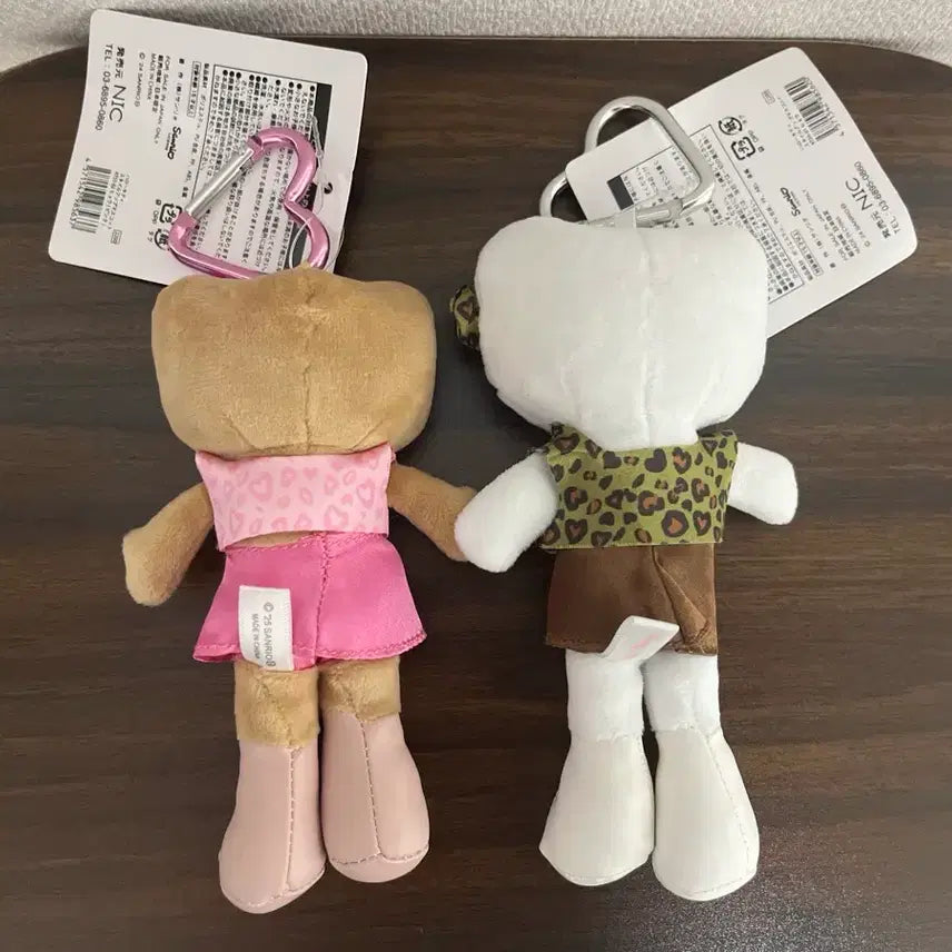 [BUNJANG] Sanrio Hello Kitty Long Leg Keyring Leopard Set (Pink &amp; Khaki) / Set 산리오 헬로키티 롱다리 키티 키링 2종 레오파드 호피 세트 인형