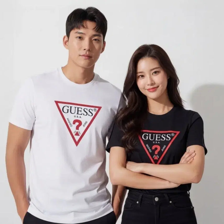 [BUNJANG] Guess Original Triangle Logo Short Sleeve T-Shirt / 게스 오리지널 삼각 로고 반팔 티셔츠