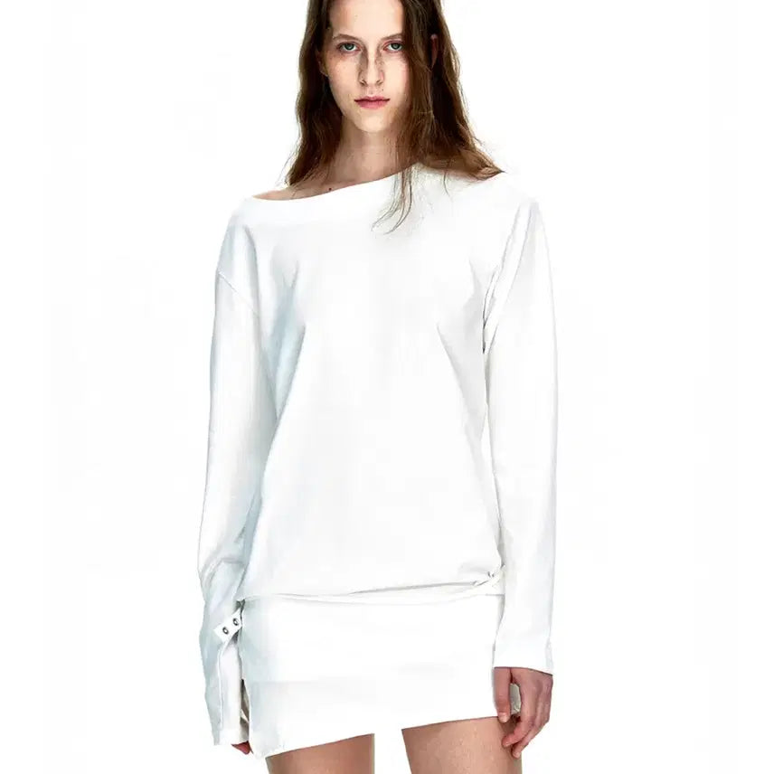 [BUNJANG] Margesherwood Boatneck Wrap Long Sleeve White / 마지셔우드 보트넥 랩 롱슬리브 화이트