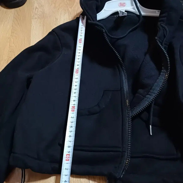 [BUNJANG] Black Cropped Hoodie Zip-Up Jacket / 검정색 후드 집업 크롭 기모 자켓