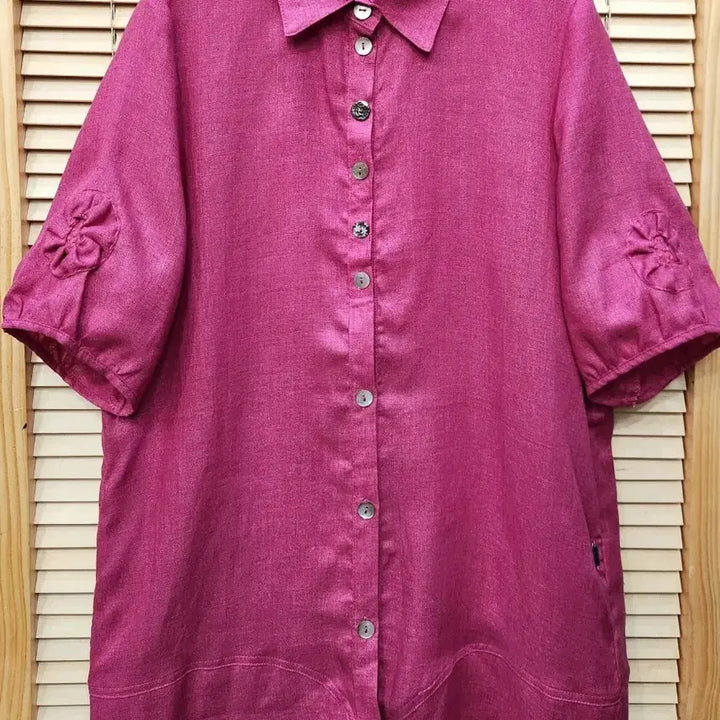 [BUNJANG] Geiger Linen Pink Shirt Blouse / 가이거 린넨 핑크 셔츠블라우스