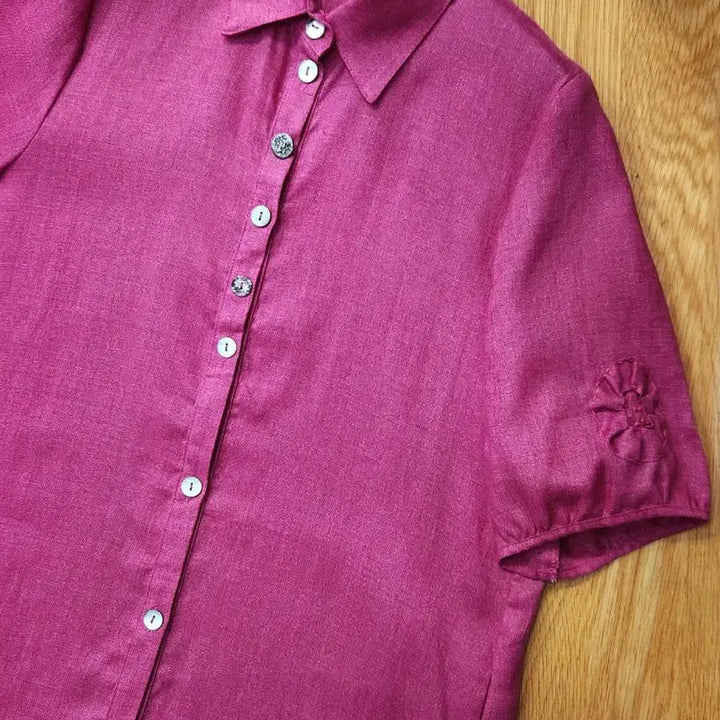 [BUNJANG] Geiger Linen Pink Shirt Blouse / 가이거 린넨 핑크 셔츠블라우스