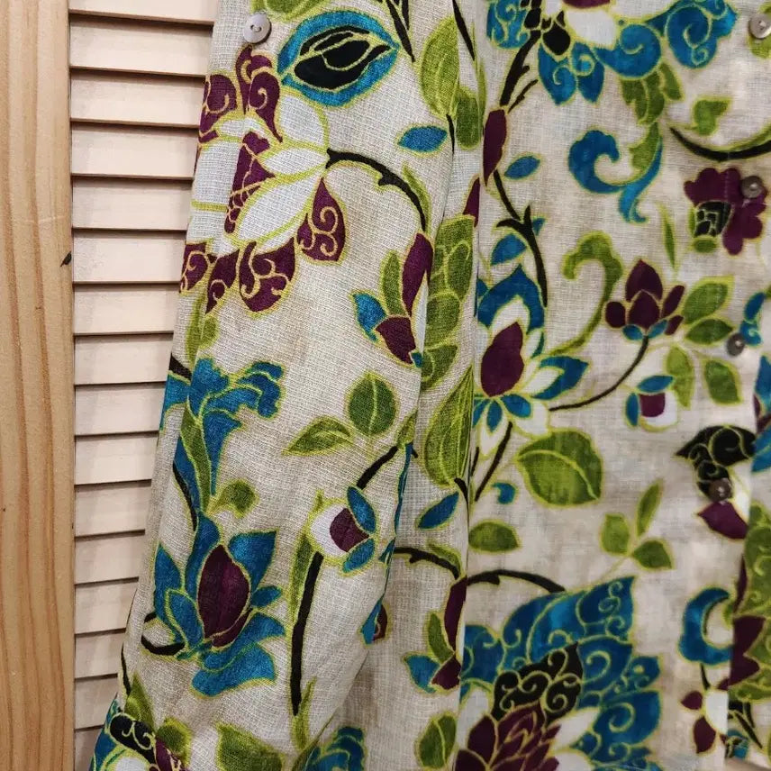 [BUNJANG] Tommy Bahama Cotton Linen Flower Roll-Up Shirt / (새상품)타미바하마 코튼린넨 플라워 롤업셔츠