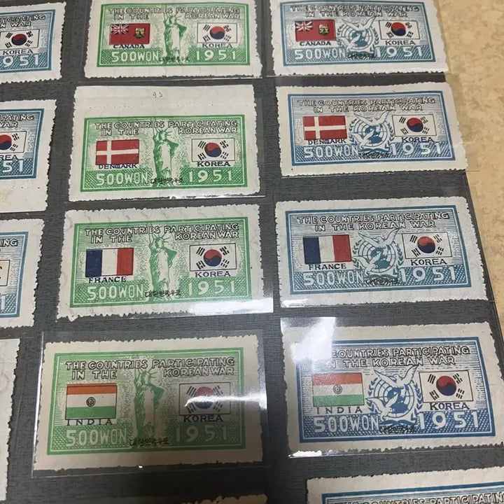 [BUNJANG] 1950s Korean War Participating Nations Stamp Bundle / 1950년대 발행한 6.25 참전국 단편우표 일괄 싸게판매합니다.