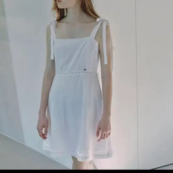 [BUNJANG] depound Ribbon Dress White / 드파운드 depound 리본 드레스 화이트 셀프스냅드레스