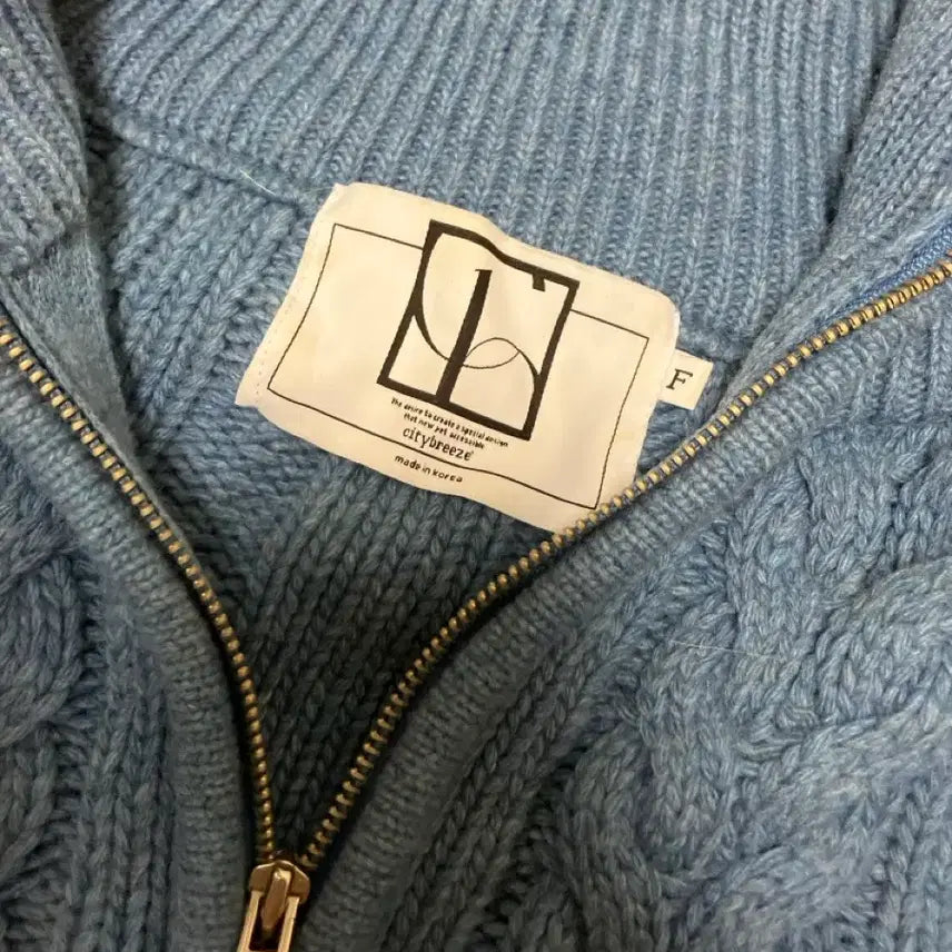 [BUNJANG] CITYBREEZE Blue Two-Way Knit Zip-Up / 씨티브리즈 블루 투웨이 니트 집업