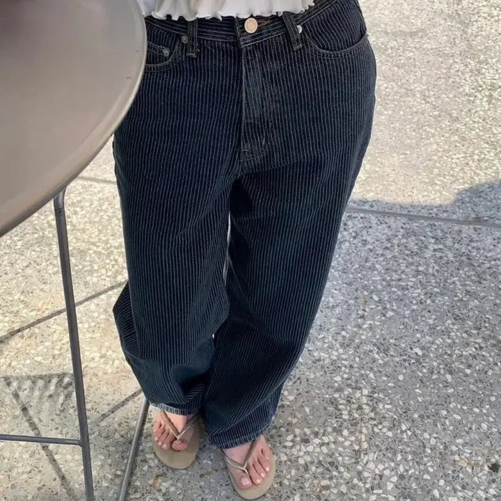 [BUNJANG] Lily Cote Stripe Denim Pants Size S / 릴리코츠 빌리 스트라이프 데님 S 사이즈 (새상품, 택O)